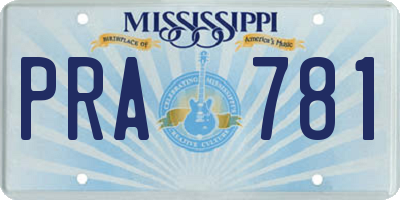 MS license plate PRA781