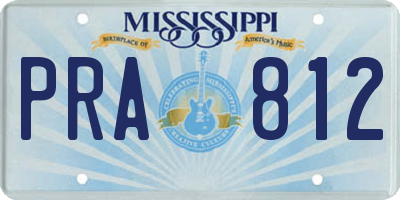 MS license plate PRA812