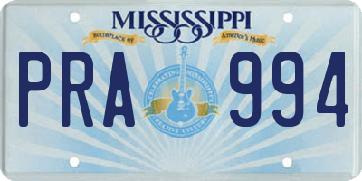 MS license plate PRA994