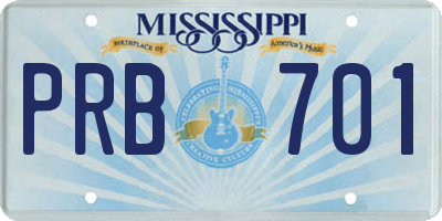 MS license plate PRB701