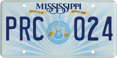 MS license plate PRC024