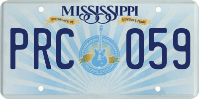 MS license plate PRC059