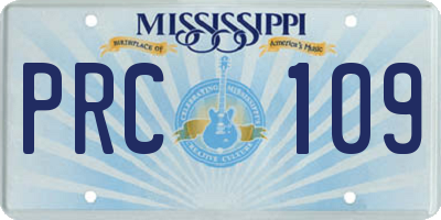 MS license plate PRC109