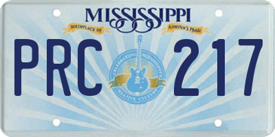 MS license plate PRC217
