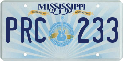 MS license plate PRC233