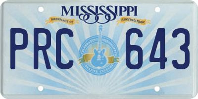 MS license plate PRC643