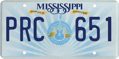 MS license plate PRC651