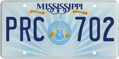 MS license plate PRC702