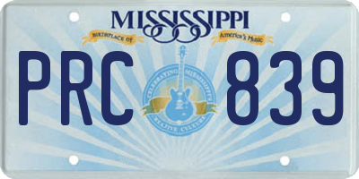 MS license plate PRC839
