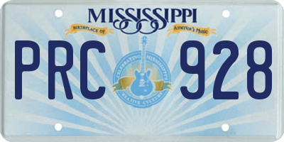 MS license plate PRC928