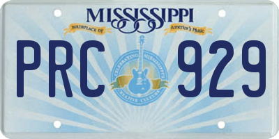 MS license plate PRC929