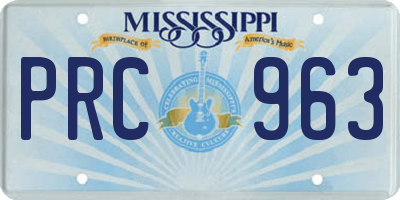 MS license plate PRC963