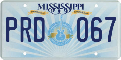 MS license plate PRD067