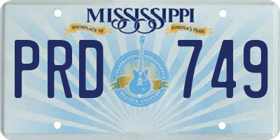 MS license plate PRD749