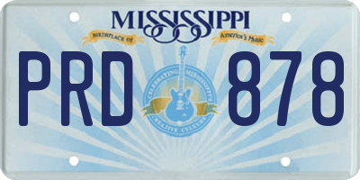 MS license plate PRD878