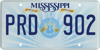 MS license plate PRD902