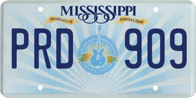 MS license plate PRD909