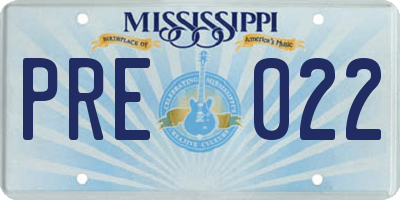 MS license plate PRE022
