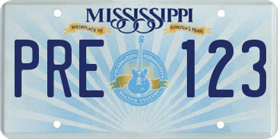 MS license plate PRE123