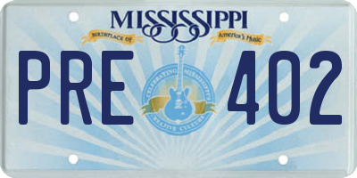 MS license plate PRE402