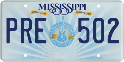 MS license plate PRE502