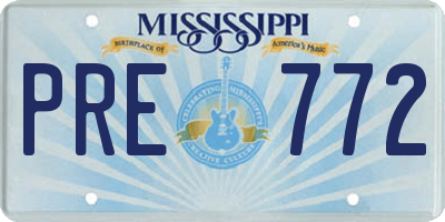 MS license plate PRE772