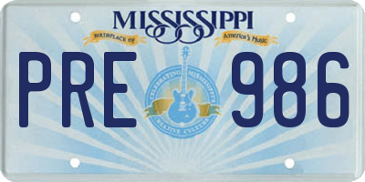 MS license plate PRE986