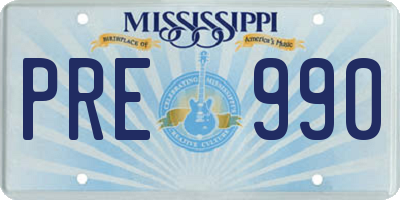 MS license plate PRE990