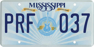 MS license plate PRF037