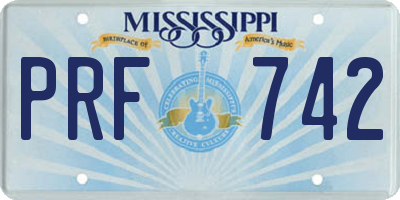 MS license plate PRF742