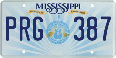 MS license plate PRG387