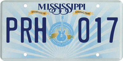 MS license plate PRH017