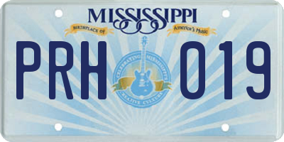 MS license plate PRH019