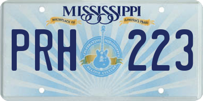 MS license plate PRH223