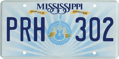 MS license plate PRH302