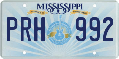 MS license plate PRH992