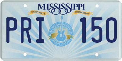MS license plate PRI150
