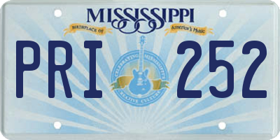 MS license plate PRI252