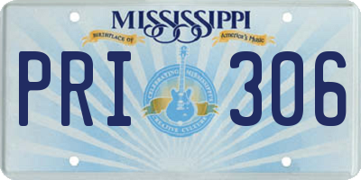 MS license plate PRI306
