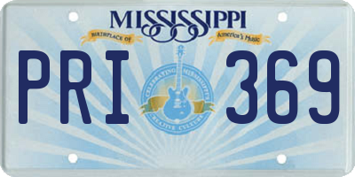 MS license plate PRI369