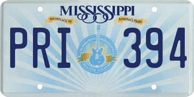 MS license plate PRI394