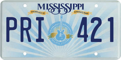 MS license plate PRI421