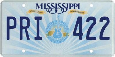 MS license plate PRI422