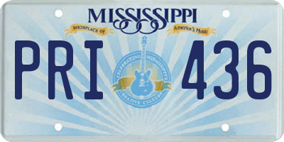 MS license plate PRI436