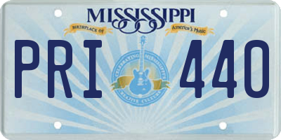 MS license plate PRI440