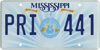 MS license plate PRI441