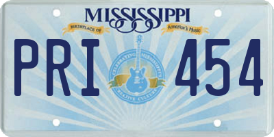 MS license plate PRI454
