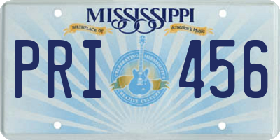 MS license plate PRI456