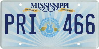 MS license plate PRI466