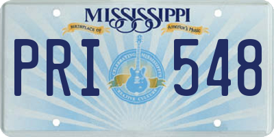 MS license plate PRI548